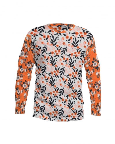 Jersey Retro Blumen - Weiß